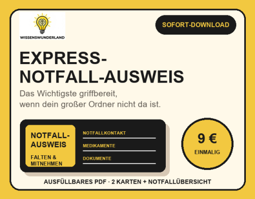 Express-Notfall-Ausweis zum Ausdrucken